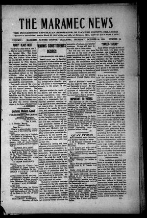 Primary view of object titled 'The Maramec News (Maramec, Okla.), Vol. 1, No. 34, Ed. 1 Thursday, October 24, 1912'.