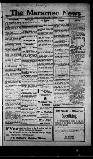 Primary view of object titled 'The Maramec News (Maramec, Okla.), Vol. 1, No. 48, Ed. 1 Thursday, January 23, 1913'.