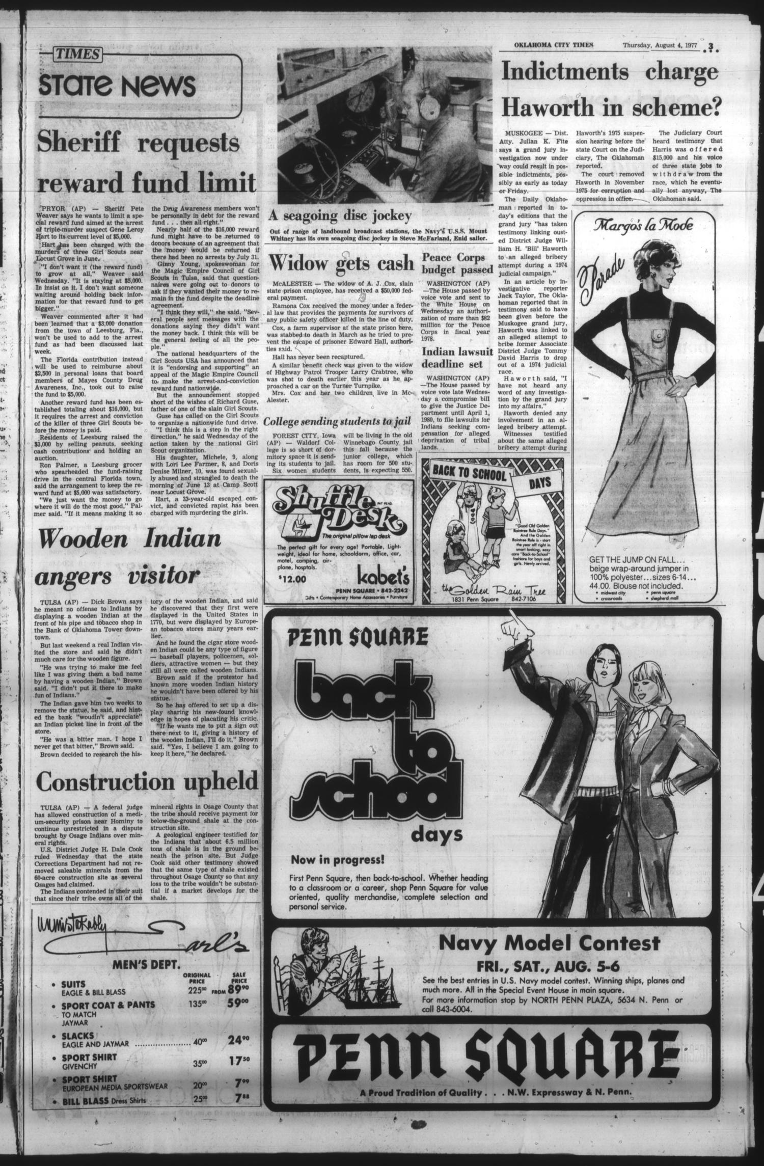 Oklahoma City Times (Oklahoma City, Okla.), Vol. 58, No. 141, Ed. 2 Thursday, August 4, 1977
                                                
                                                    [Sequence #]: 3 of 14
                                                