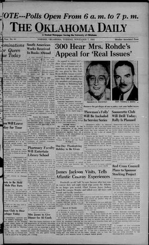 The Oklahoma Daily (Norman, Okla.), Vol. 31, No. 44, Ed. 1 Tuesday, November 7, 1944