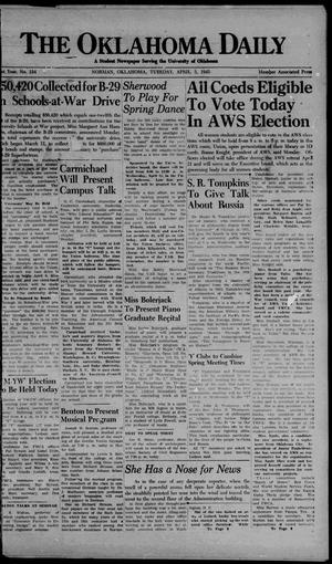 The Oklahoma Daily (Norman, Okla.), Vol. 31, No. 133, Ed. 1 Tuesday, April 3, 1945