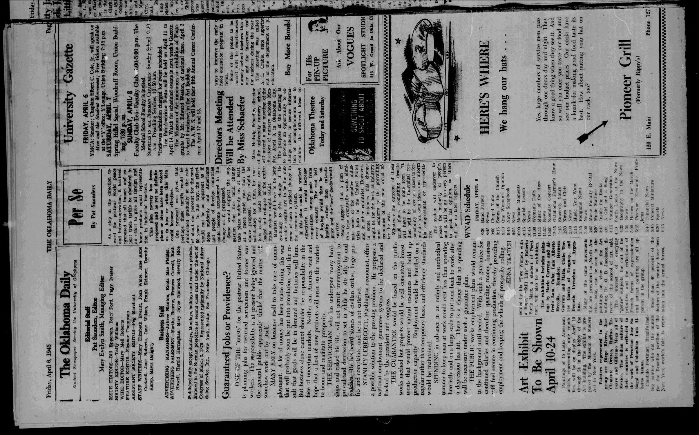The Oklahoma Daily (Norman, Okla.), Vol. 31, No. 136, Ed. 1 Friday, April 6, 1945
                                                
                                                    [Sequence #]: 2 of 8
                                                