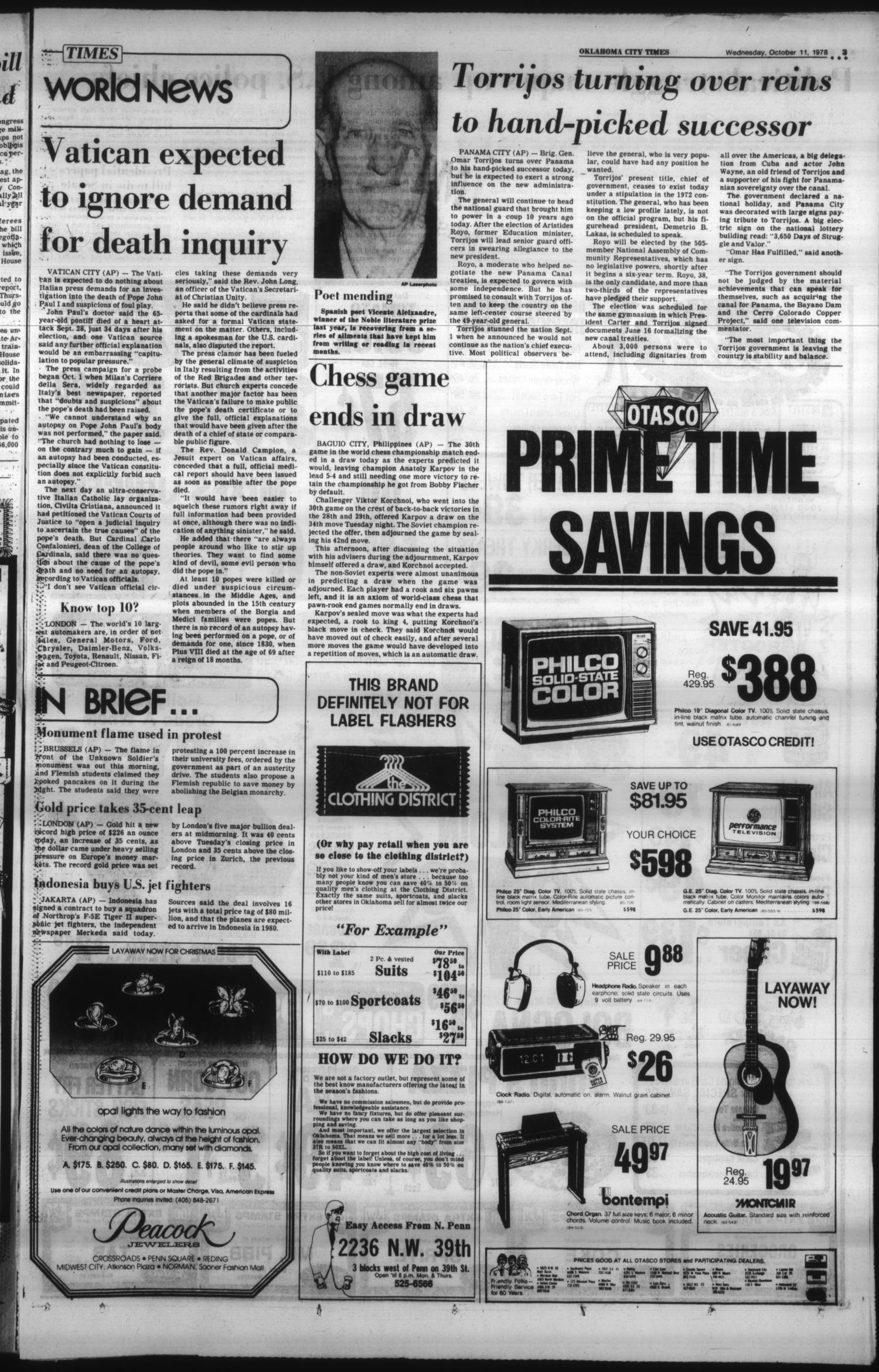 Oklahoma City Times (Oklahoma City, Okla.), Vol. 89, No. 200, Ed. 2 Wednesday, October 11, 1978
                                                
                                                    [Sequence #]: 3 of 13
                                                