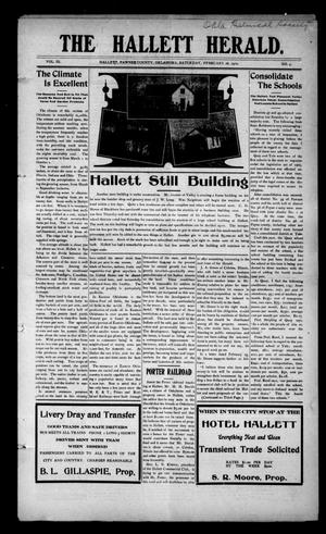 The Hallett Herald. (Hallett, Okla.), Vol. 3, No. 4, Ed. 1 Saturday, February 26, 1910