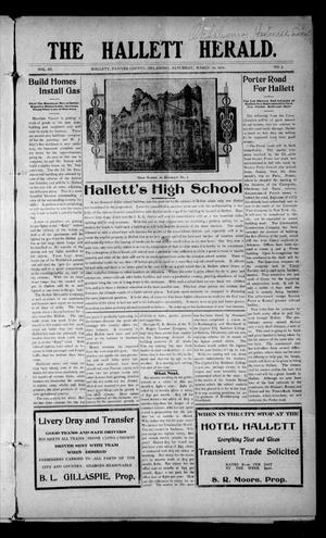 The Hallett Herald. (Hallett, Okla.), Vol. 3, No. 7, Ed. 1 Saturday, March 19, 1910