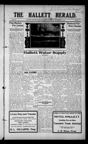 The Hallett Herald. (Hallett, Okla.), Vol. 3, No. 33, Ed. 1 Saturday, September 17, 1910