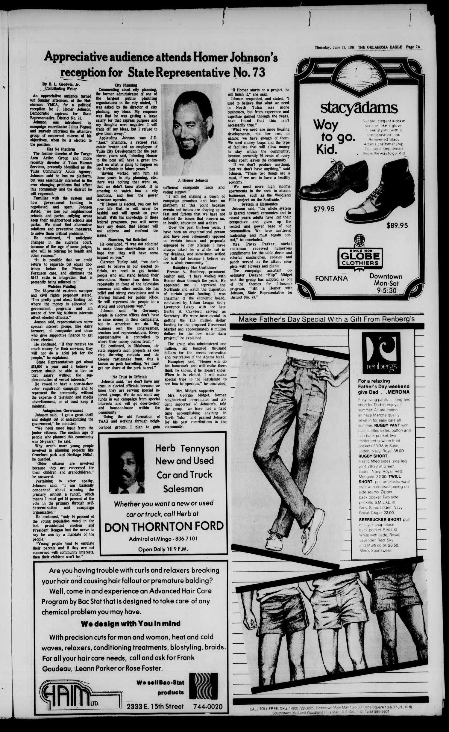 The Oklahoma Eagle (Tulsa, Okla.), Vol. 64, No. 28, Ed. 1 Thursday, June 17, 1982
                                                
                                                    [Sequence #]: 7 of 18
                                                