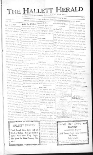 The Hallett Herald (Hallett, Okla.), Vol. 8, No. 8, Ed. 1 Thursday, April 8, 1915