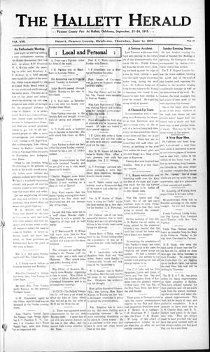 The Hallett Herald (Hallett, Okla.), Vol. 8, No. 17, Ed. 1 Thursday, June 10, 1915