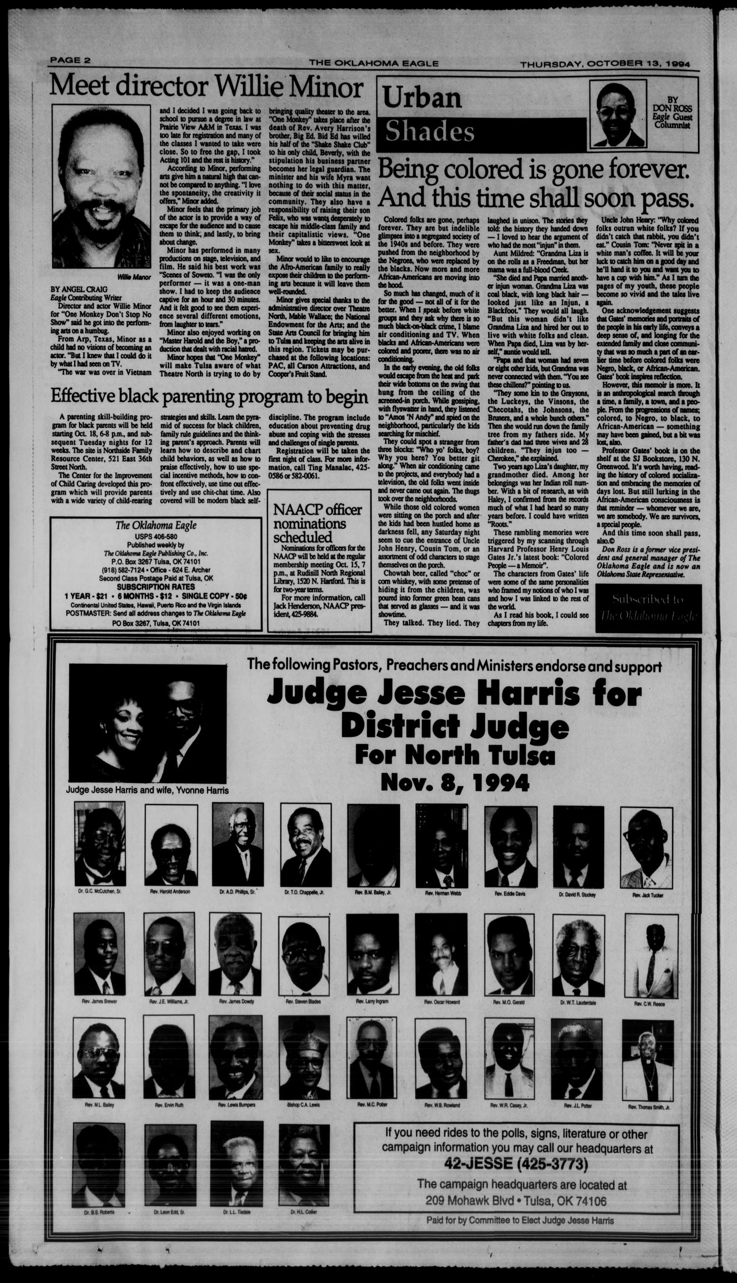 The Oklahoma Eagle (Tulsa, Okla.), Vol. 73, No. 38, Ed. 1 Thursday, October 13, 1994
                                                
                                                    [Sequence #]: 2 of 32
                                                