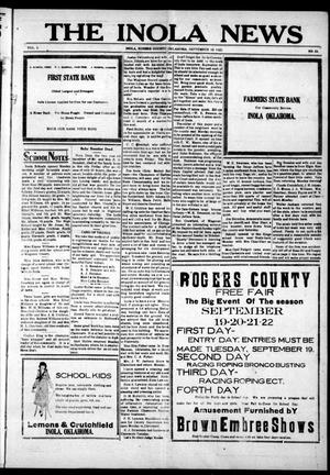 The Inola News (Inola, Okla.), Vol. 2, No. 24, Ed. 1 Friday, September 15, 1922