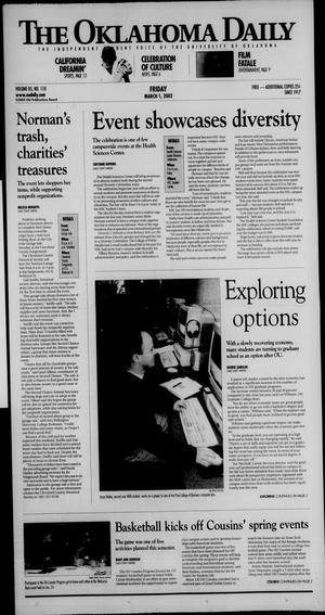 Primary view of object titled 'The Oklahoma Daily (Norman, Okla.), Vol. 85, No. 110, Ed. 1 Friday, March 1, 2002'.