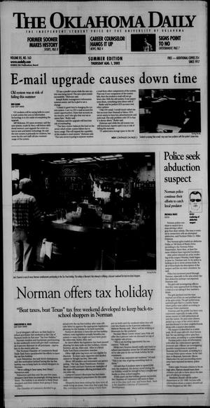 Primary view of object titled 'The Oklahoma Daily (Norman, Okla.), Vol. 85, No. 163, Ed. 1 Thursday, August 1, 2002'.