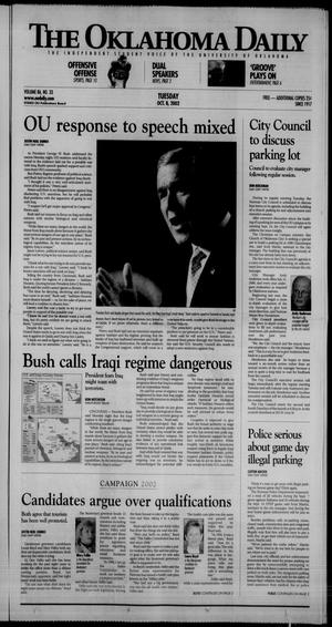 The Oklahoma Daily (Norman, Okla.), Vol. 86, No. 33, Ed. 1 Tuesday, October 8, 2002