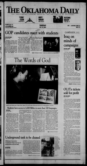 The Oklahoma Daily (Norman, Okla.), Vol. 86, No. 35, Ed. 1 Thursday, October 10, 2002