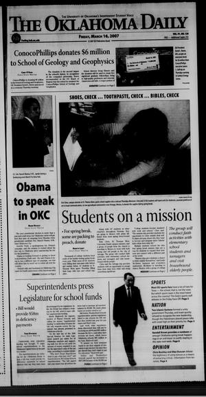 Primary view of The Oklahoma Daily (Norman, Okla.), Vol. 91, No. 120, Ed. 1 Friday, March 16, 2007