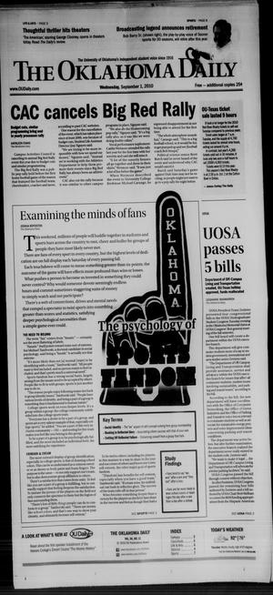Primary view of object titled 'The Oklahoma Daily (Norman, Okla.), Vol. 96, No. 12, Ed. 1 Wednesday, September 1, 2010'.