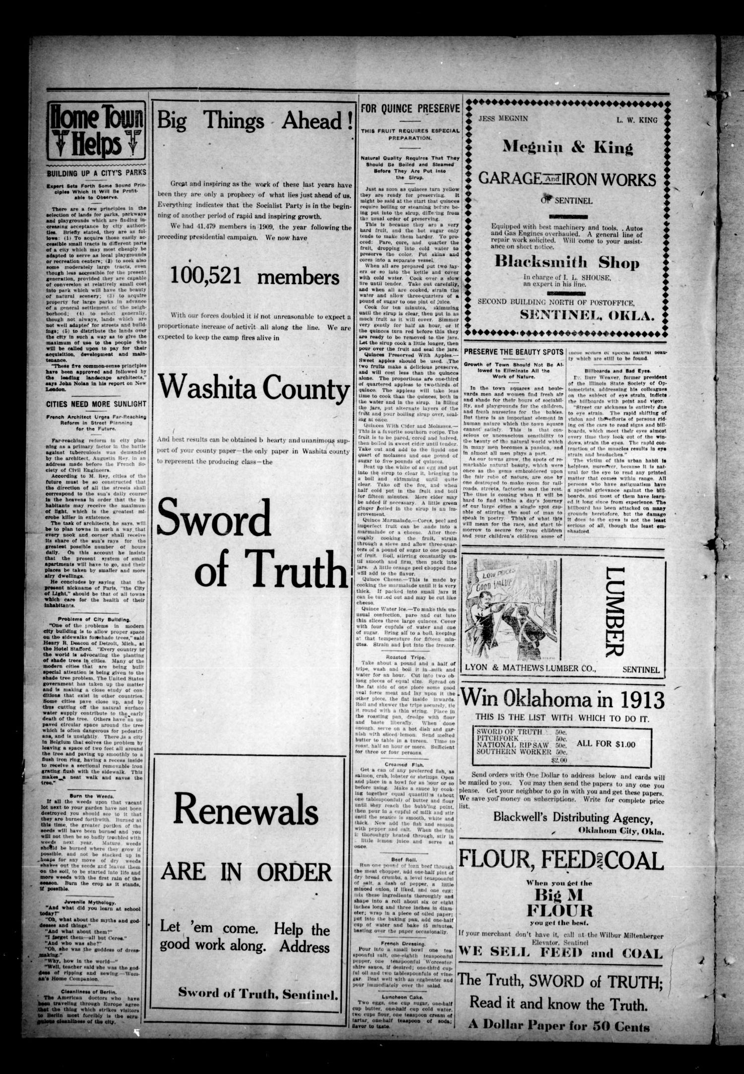 Sword of Truth (Sentinel, Okla.), Vol. 2, No. 18, Ed. 1 Wednesday, January 7, 1914
                                                
                                                    [Sequence #]: 4 of 4
                                                