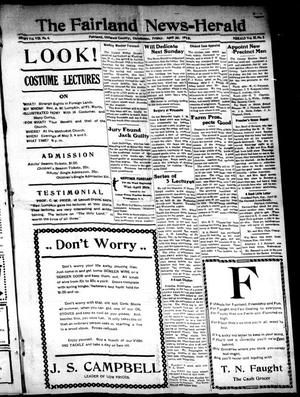 Primary view of object titled 'The Fairland News--Herald (Fairland, Okla.), Vol. 8, No. 6, Ed. 1 Friday, April 30, 1915'.