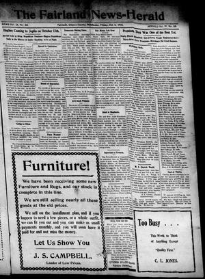 The Fairland News--Herald (Fairland, Okla.), Vol. 9, No. 29, Ed. 1 Friday, October 6, 1916