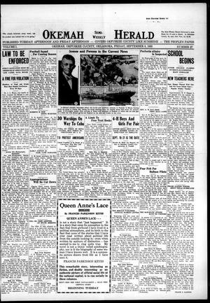 Primary view of object titled 'Okemah Semi-Weekly Herald (Okemah, Okla.), Vol. 1, No. 27, Ed. 1 Friday, September 8, 1933'.