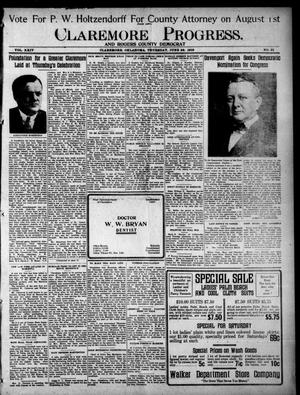 Primary view of object titled 'Claremore Progress. And Rogers County Democrat (Claremore, Okla.), Vol. 24, No. 21, Ed. 2 Thursday, June 29, 1916'.