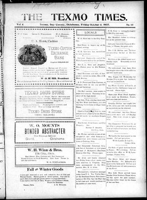 The Texmo Times. (Texmo, Okla. Terr.), Vol. 4, No. 13, Ed. 1 Friday, October 4, 1907