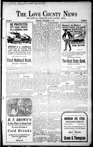The Love County News (Marietta, Okla.), Vol. 3, No. 41, Ed. 1 Friday, June 17, 1910