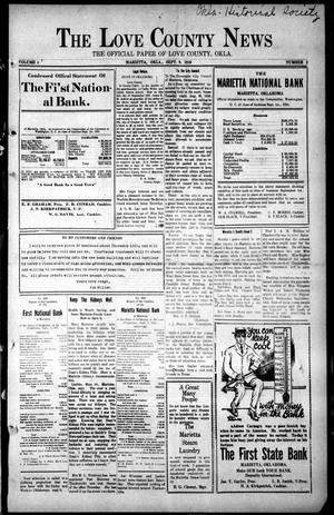 The Love County News (Marietta, Okla.), Vol. 4, No. 2, Ed. 1 Friday, September 9, 1910