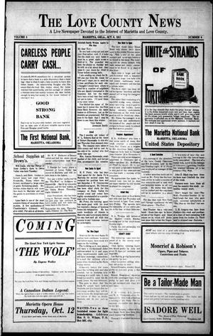 The Love County News (Marietta, Okla.), Vol. 5, No. 6, Ed. 1 Friday, October 6, 1911