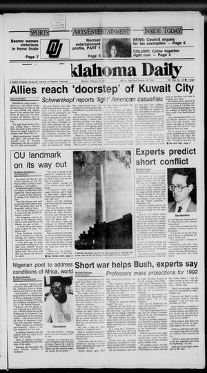 The Oklahoma Daily (Norman, Okla.), Vol. 75, No. 118, Ed. 1 Monday, February 25, 1991