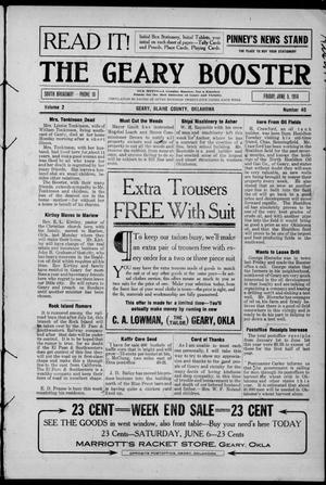 The Geary Booster (Geary, Okla.), Vol. 2, No. 40, Ed. 1 Friday, June 5, 1914