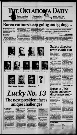 The Oklahoma Daily (Norman, Okla.), Vol. 78, No. 143, Ed. 1 Monday, April 4, 1994
