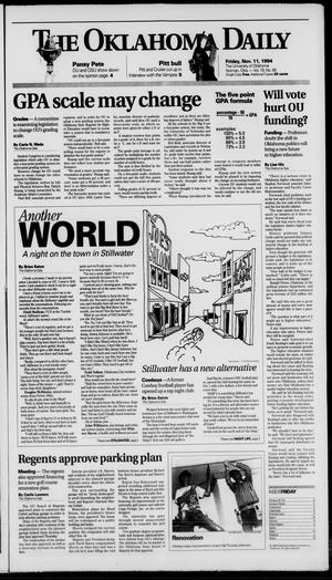Primary view of object titled 'The Oklahoma Daily (Norman, Okla.), Vol. 79, No. 65, Ed. 1 Friday, November 11, 1994'.