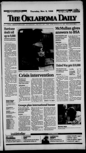 The Oklahoma Daily (Norman, Okla.), Vol. 83, No. 60, Ed. 1 Thursday, November 5, 1998