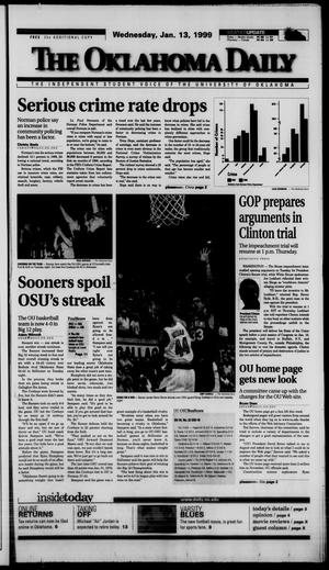 Primary view of object titled 'The Oklahoma Daily (Norman, Okla.), Vol. 83, No. 83, Ed. 1 Wednesday, January 13, 1999'.
