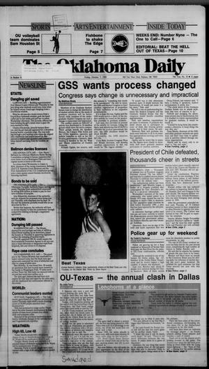 Primary view of object titled 'The Oklahoma Daily (Norman, Okla.), Vol. 74, No. 35, Ed. 1 Friday, October 7, 1988'.