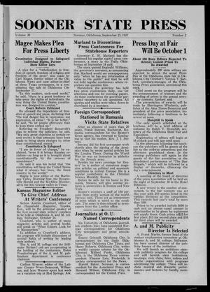 Sooner State Press (Norman, Okla.), Vol. 30, No. 2, Ed. 1 Saturday, September 25, 1937