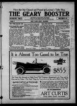 Primary view of object titled 'The Geary Booster (Geary, Okla.), Vol. 3, No. 22, Ed. 1 Friday, March 26, 1915'.