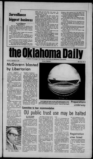 The Oklahoma Daily (Norman, Okla.), Vol. 59, No. 13, Ed. 1 Saturday, September 9, 1972
