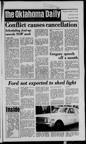 The Oklahoma Daily (Norman, Okla.), Vol. 61, No. 40, Ed. 1 Thursday, October 17, 1974