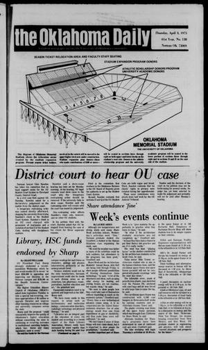 The Oklahoma Daily (Norman, Okla.), Vol. 61, No. 138, Ed. 1 Thursday, April 3, 1975