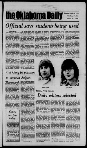 The Oklahoma Daily (Norman, Okla.), Vol. 61, No. 153, Ed. 1 Thursday, April 24, 1975