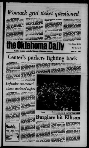 Primary view of object titled 'The Oklahoma Daily (Norman, Okla.), Vol. 62, No. 16, Ed. 1 Friday, September 12, 1975'.