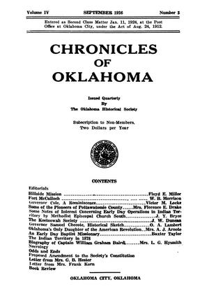 Primary view of object titled 'Chronicles of Oklahoma, Volume 4, Number 3, September 1926'.
