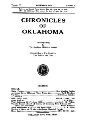 Chronicles of Oklahoma, Volume 4, Number 4, December 1926