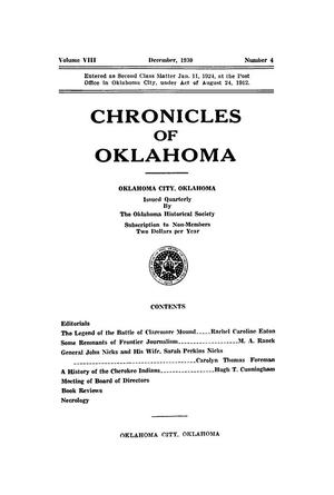 Chronicles of Oklahoma, Volume 8, Number 4, December 1930