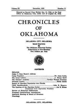 Primary view of object titled 'Chronicles of Oklahoma, Volume 9, Number 4, December 1931'.