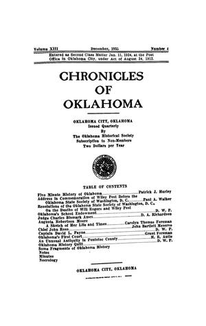 Chronicles of Oklahoma, Volume 13, Number 4, December 1935