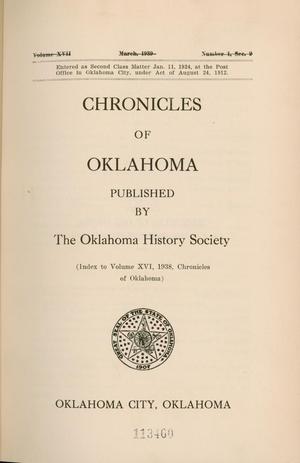 Primary view of object titled 'Chronicles of Oklahoma, Volume 16, Number 1, Section 1, March 1938'.